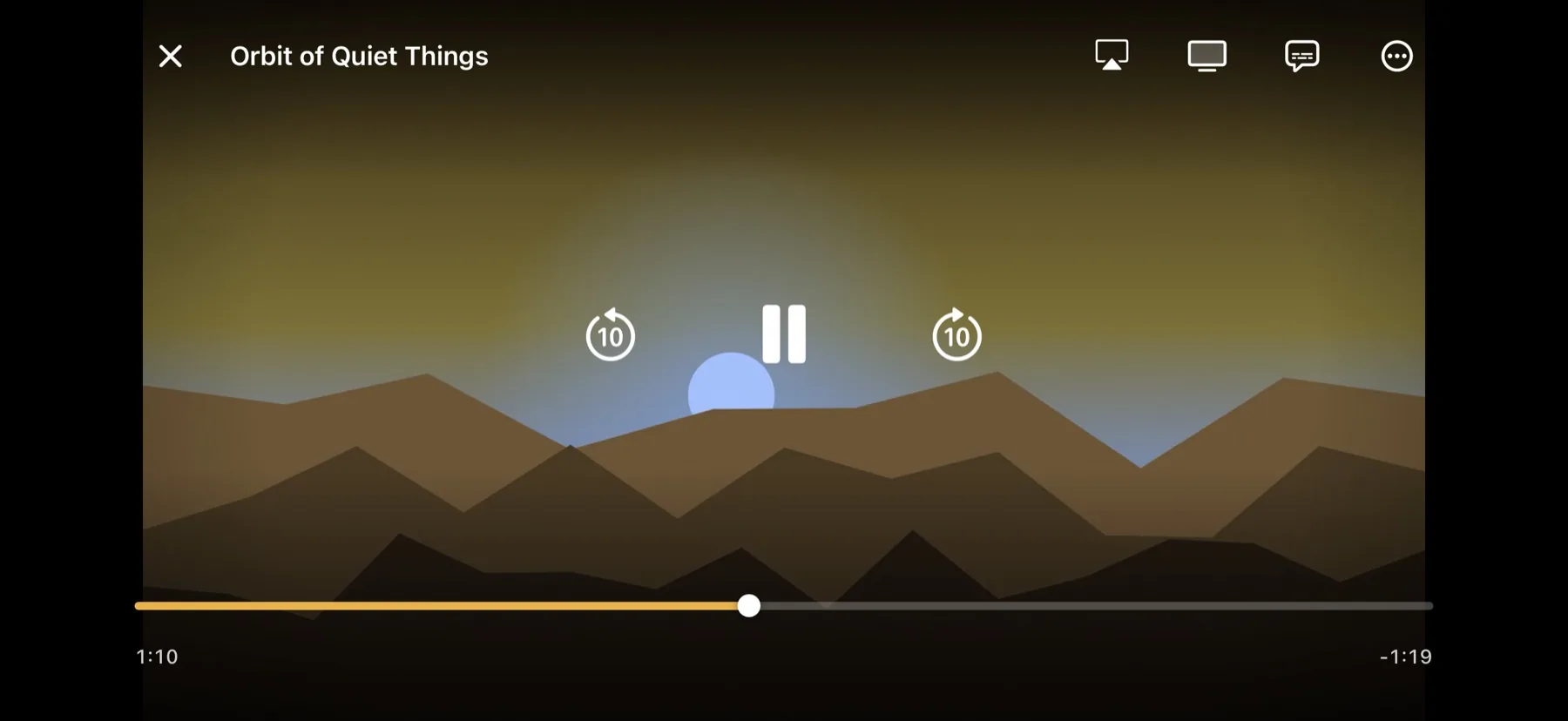 The iPhone player in landscape with playback controls